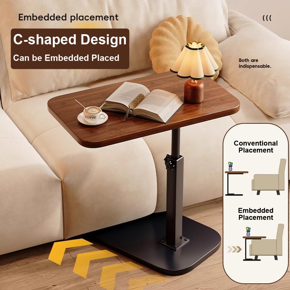 Adjustable Wooden Side Table with Freestanding Metal Frame for Flexible Home Storage and Everyday Use