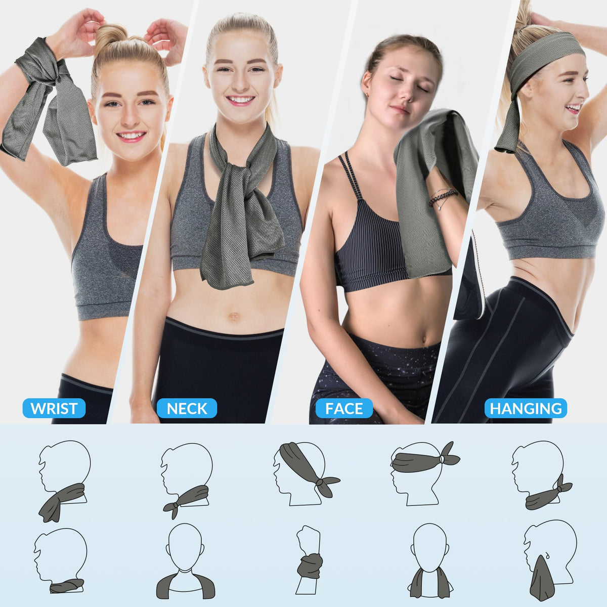 Microfiber Cooling Towel Instant Cooling Neck Wrap Lightweight Breathable for Sports Fitness and Outdoor Activities