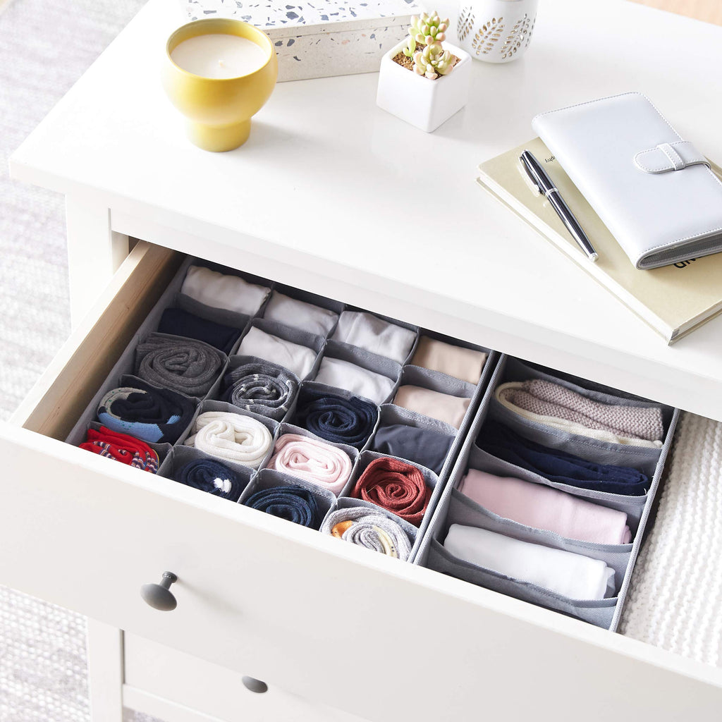 Foldable Closet Drawer Organizer for Underwear, Socks, Bras, Scarves and Wardrobe Storage