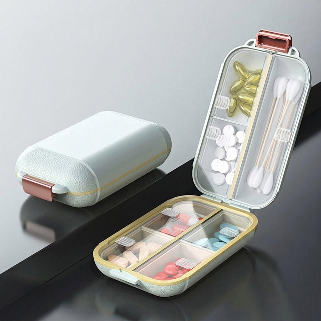 Portable 7-Grid Weekly Travel Pill Organizer, Mini Medicine Storage Box with Moisture-Proof Sealing for Tablets, Vitamins, and Daily Supplements