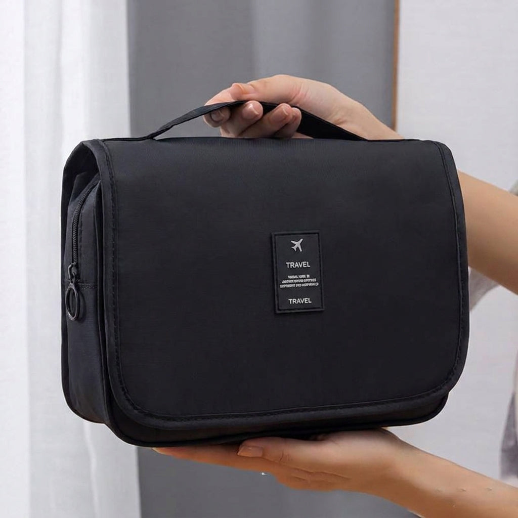 Hanging Toiletry Bag with Waterproof Polyester Compartments for Travel Makeup Bathroom and Gym Storage