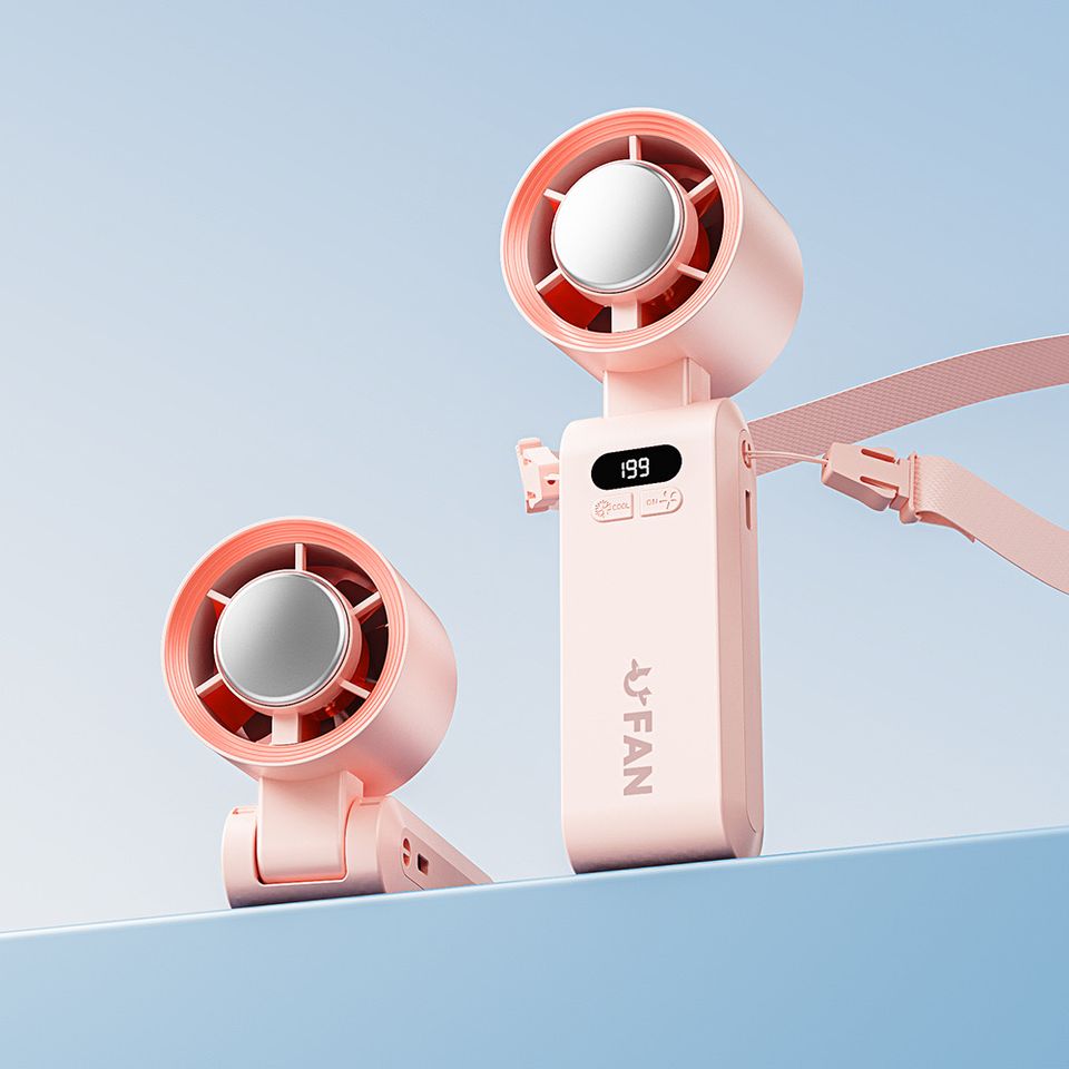 Handheld Portable Turbo Fan with Ice Cooling Function and Adjustable Speed for Travel and Daily Use 2×3×7" (5.4×6.4×18.3cm)