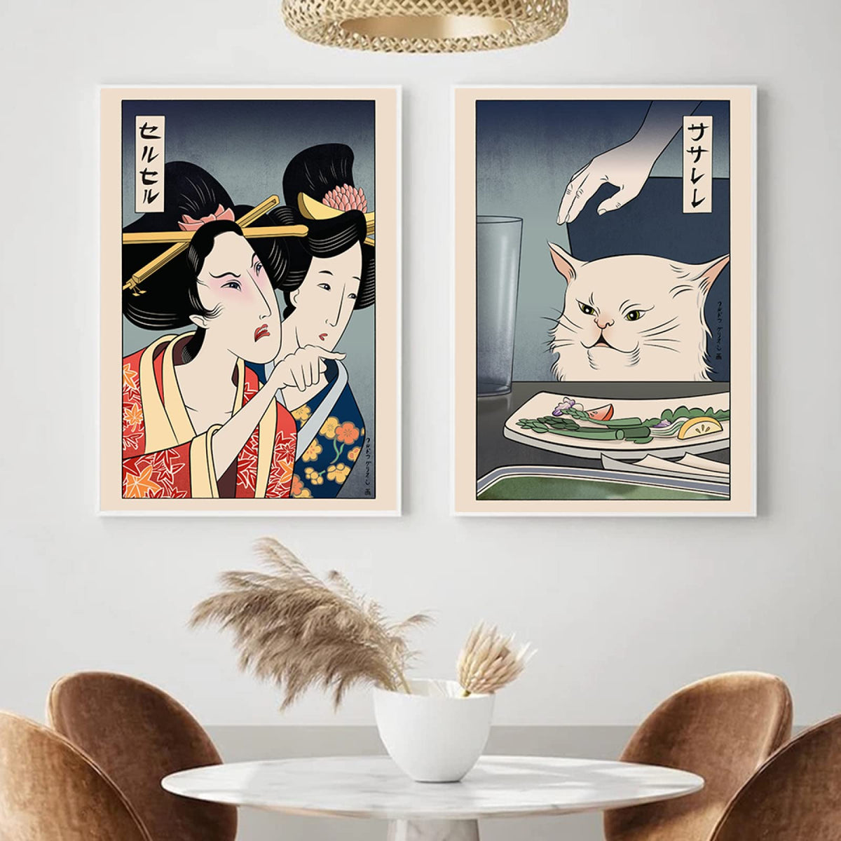 Frameless Anime Canvas Wall Art with Humorous Vintage Print Design for Living Room and Kitchen Decor (Painting Only)