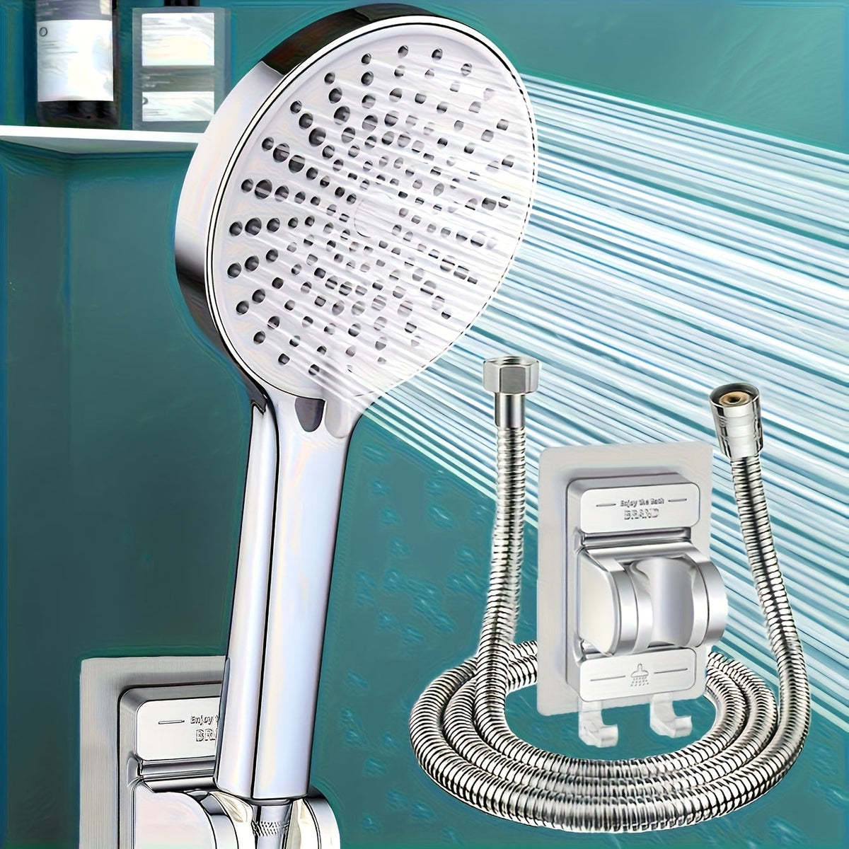 Ceiling Mounted Shower Head with 25cm Rainfall Top Spray Design for Bathroom Shower Setups (Shower head + 1.5-meter black Hose + Base)