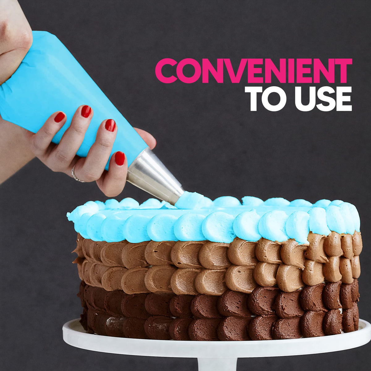 21-Piece Set Cake Decorating Kit with Stainless Steel Piping Tips and Reusable Pastry Bags for Baking and Cupcake Design