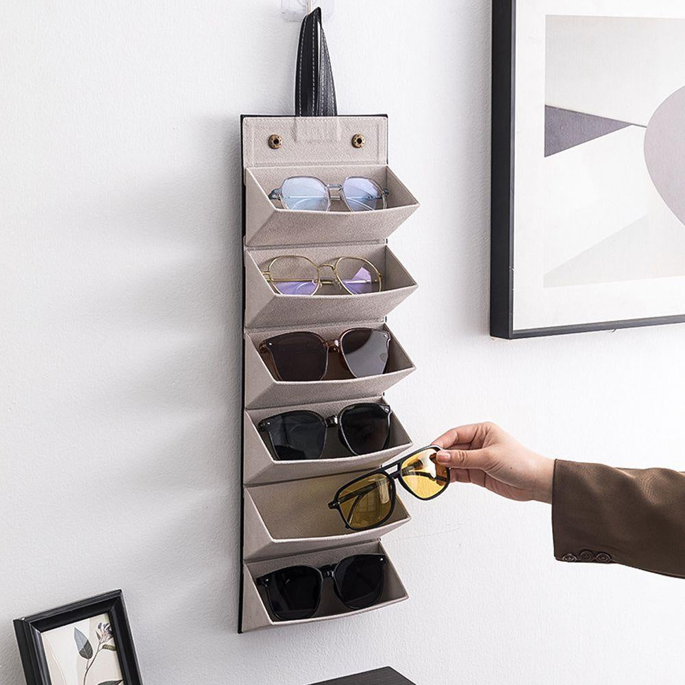 Multi Slot Glasses Organizer with PU Leather Roll Up Storage Design for Travel Eyewear Organization