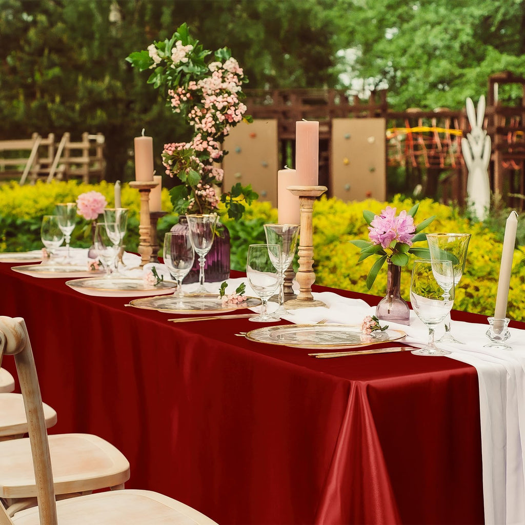 Rectangle Satin Tablecloth Smooth Solid Color Table Cover for Wedding Party Dining Table Decor 57×57" (145×145cm)