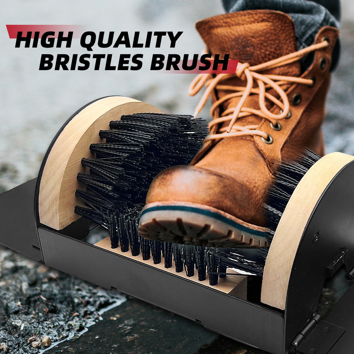 Outdoor Shoe Brush with Mud Scraper Design for All Season Footwear Cleaning and Entryway Use
