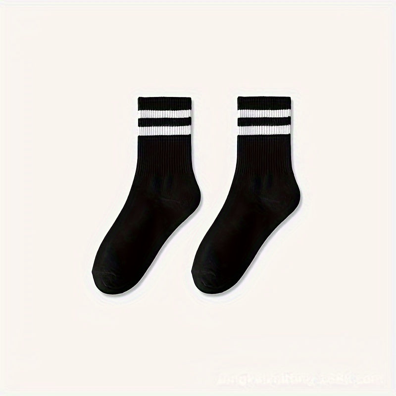 Womens Crew Socks with Cushioned Cotton and Vintage Striped Design for Sports and Everyday Wear