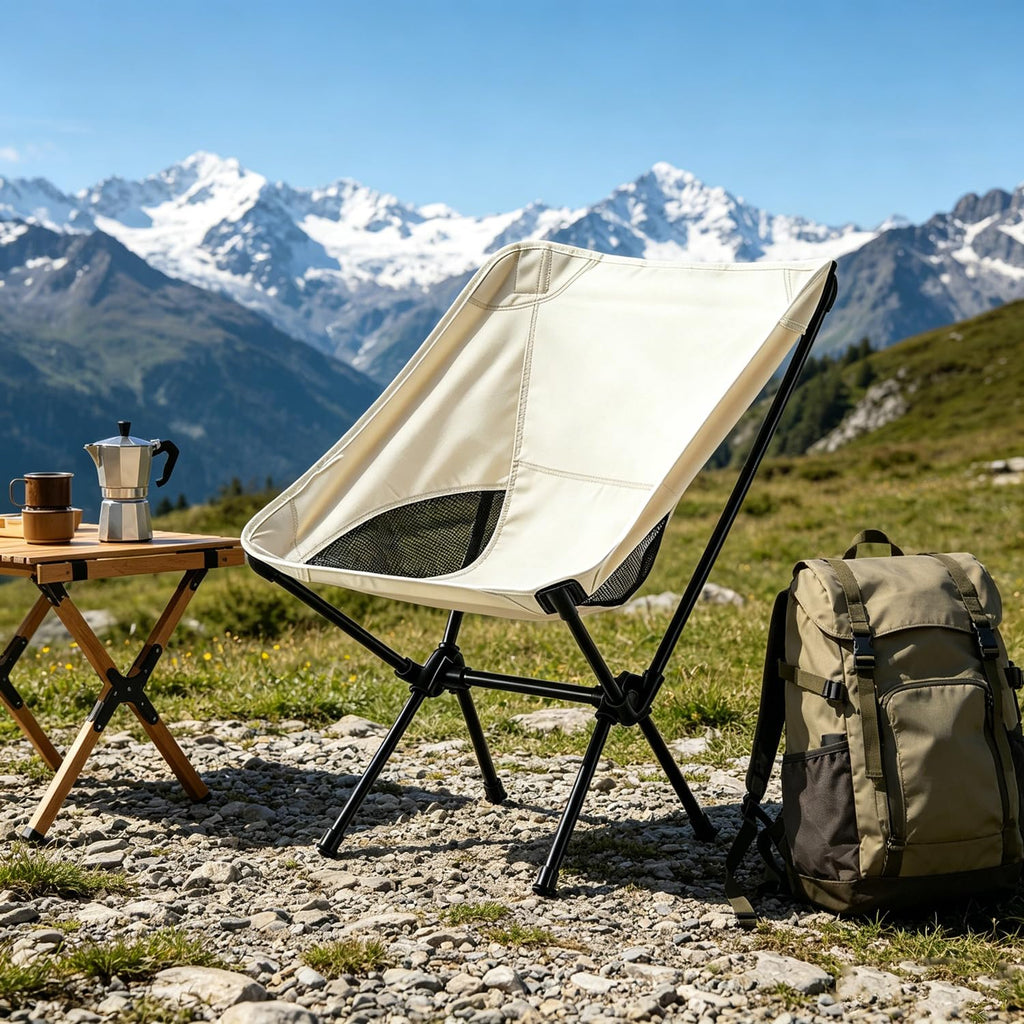 Ultralight Backpacking Moon Chair with Foldable Aluminum Frame for Camping Beach and Outdoor Travel