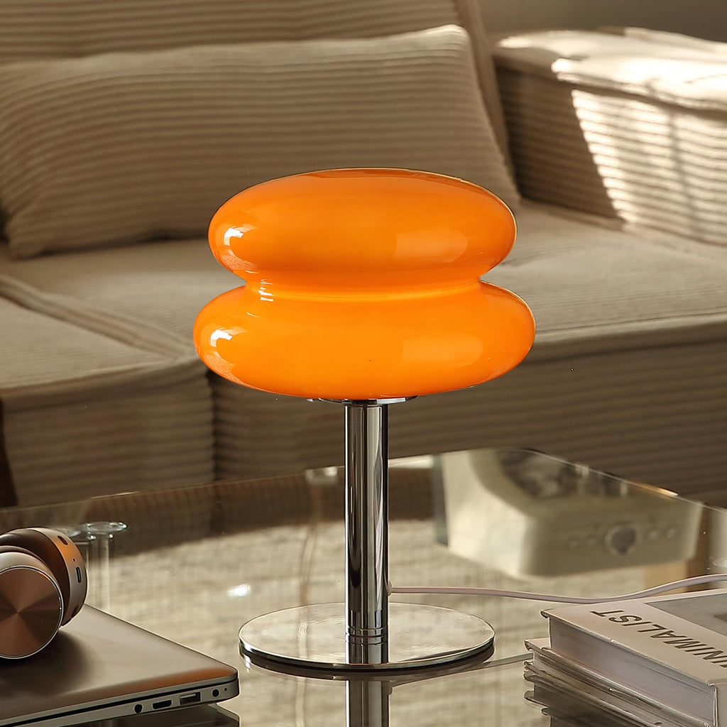 Mushroom Table Lamp with Glass Shade and Stepless Dimmable Light for Bedroom Nightstand and Living Room Decor