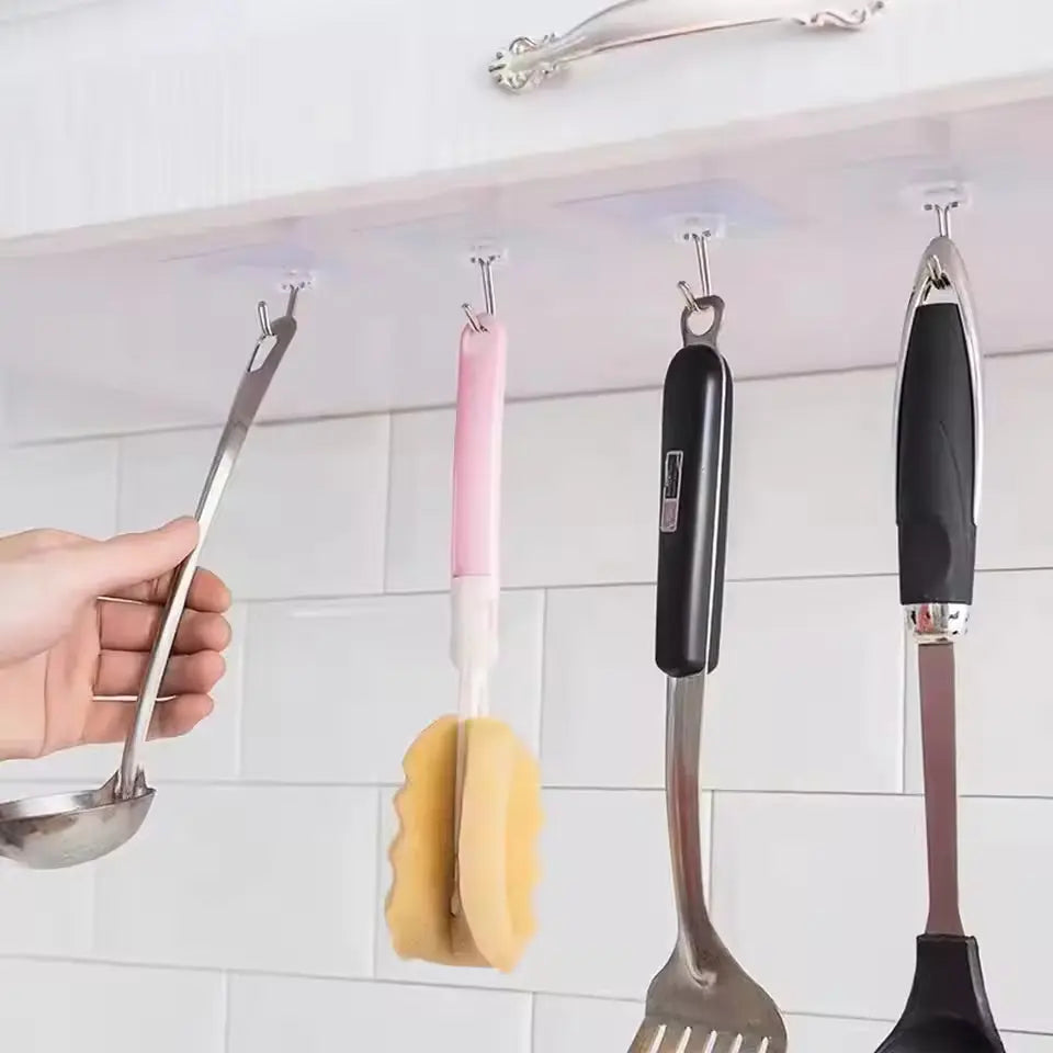 10Pcs Transparent Self Adhesive Wall Hooks for Kitchen Bathroom