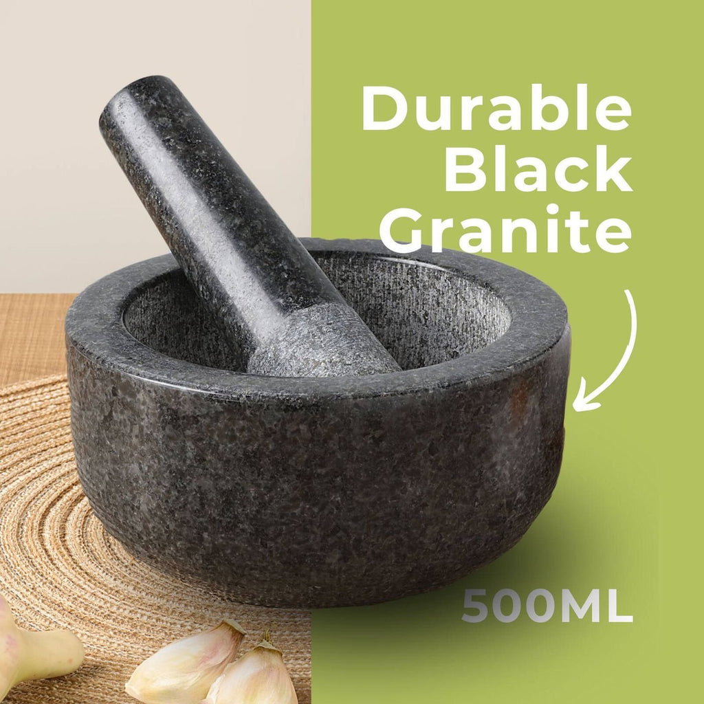 Granite Mortar and Pestle Set for Grinding Herbs, Spices, Garlic and Homemade Sauces