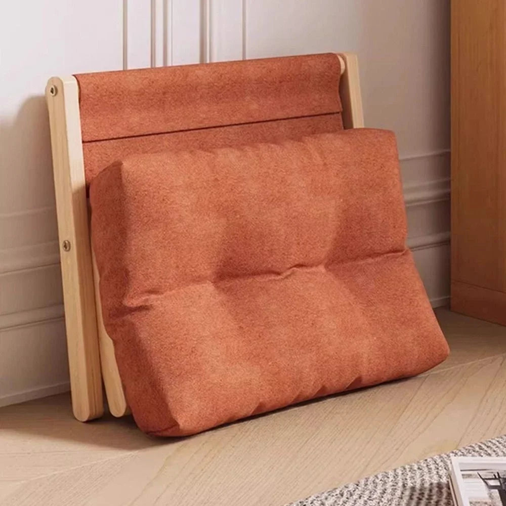 Solid Wood Folding Footstool with Cotton Cushion for Entryway, Shoe Changing, or Sofa Rest