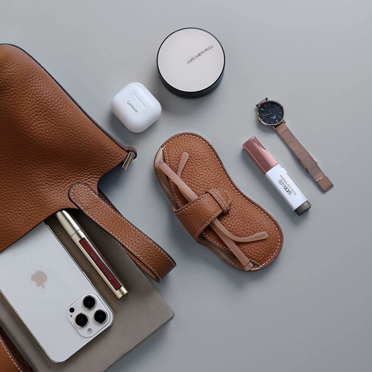Soft Leather Glasses Case Slim Portable Eyeglasses Pouch for Travel and Daily Storage