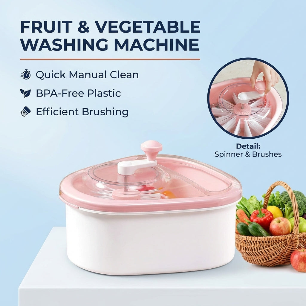 720° Rotating Fruit and Vegetable Washer with Drain Basket for Kitchen Cleaning and Food Preparation
