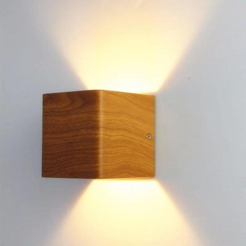 Wabi Sabi Wall Lamp with Imitation Wood LED Up Down Design for Bedrooms Corridors and Living Rooms