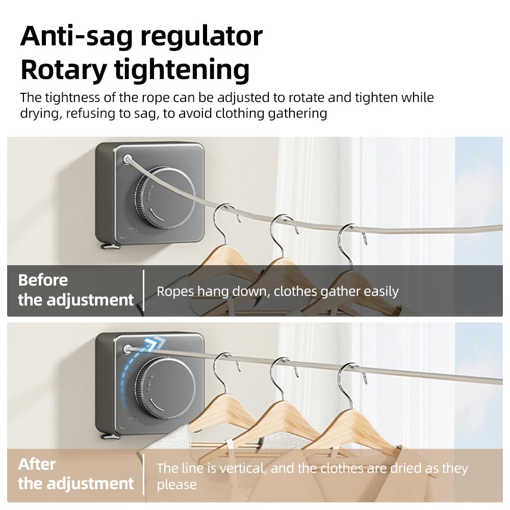 Retractable Clothesline with Hidden Storage Design for Indoor and Outdoor Laundry Drying