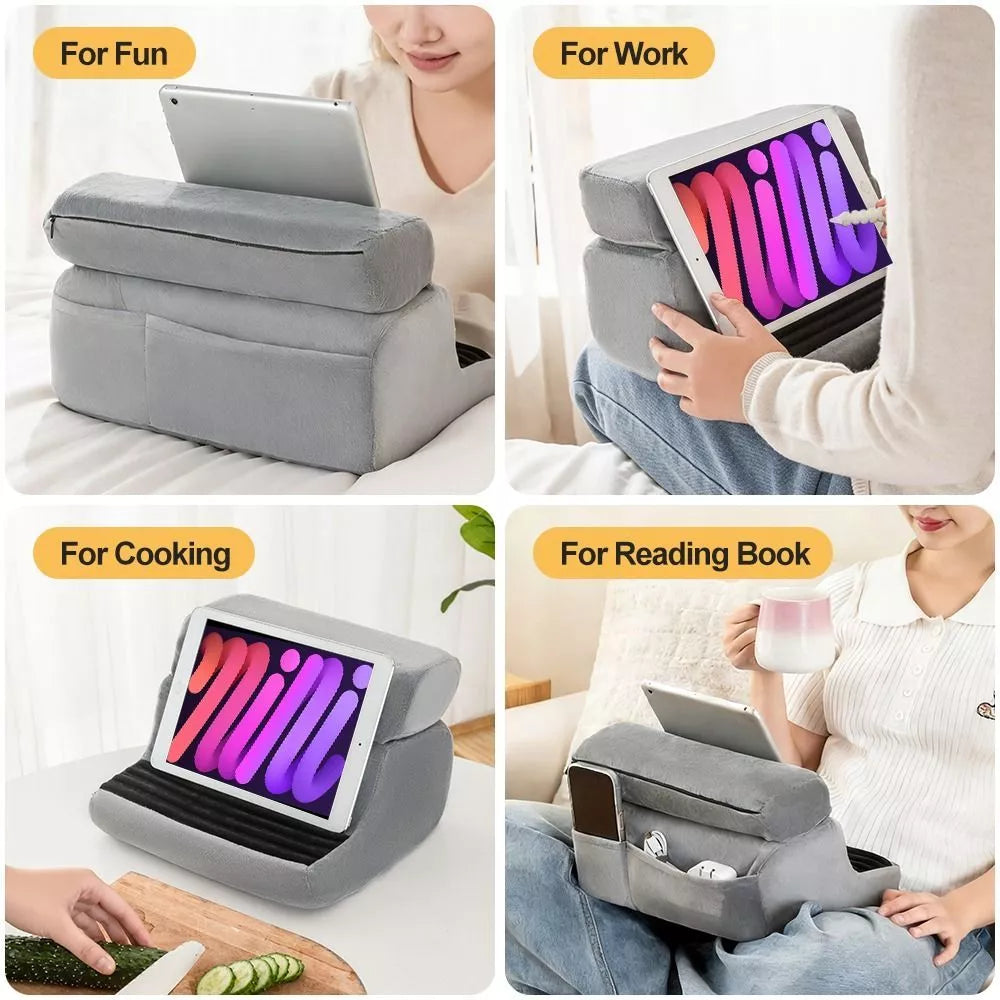 Tablet Pillow Stand Soft Foam Holder for iPad Phone and Laptop Comfortable Support for Bed Lap and Desk Use