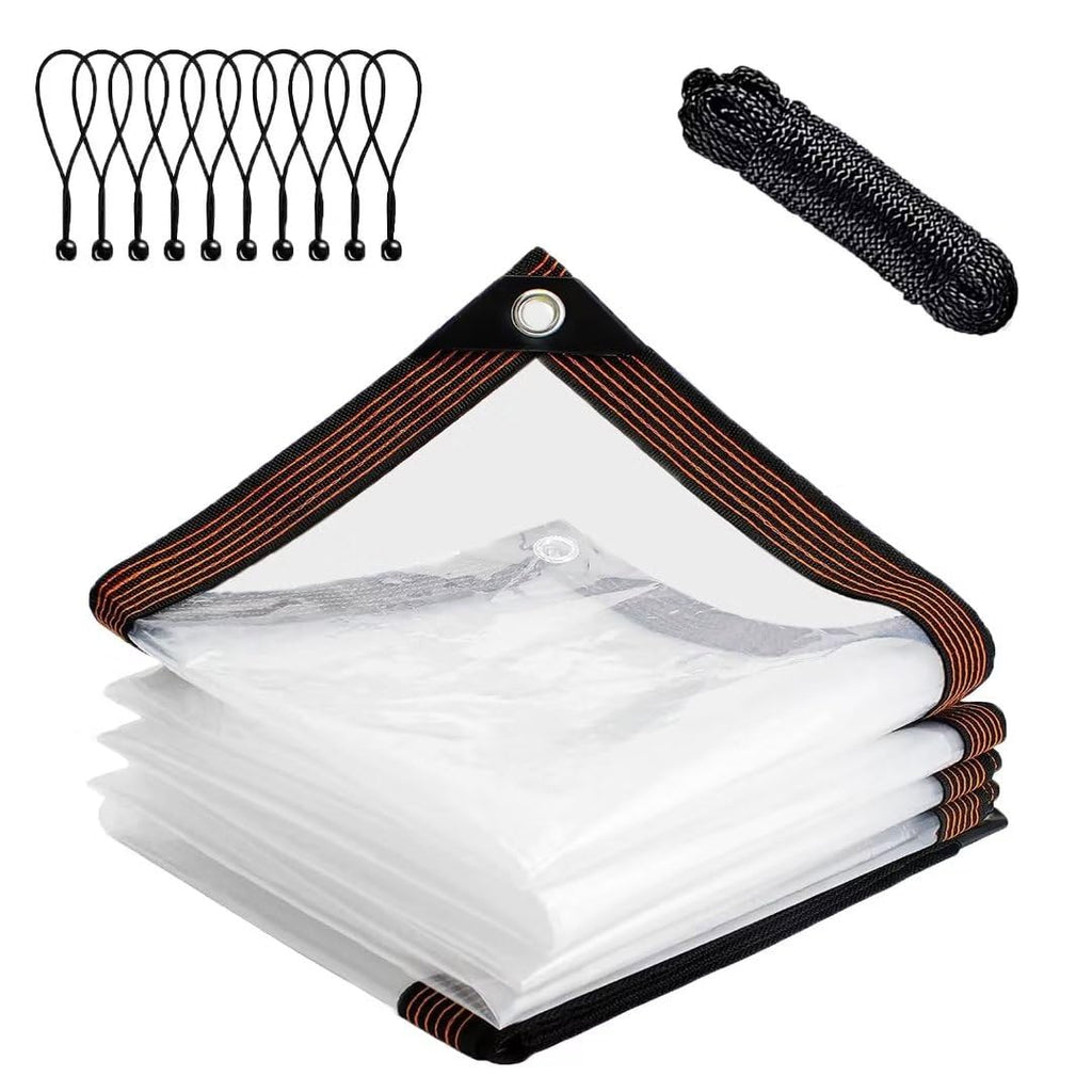 Transparent Waterproof Tarpaulin PE Clear Tarp with Grommets for Garden Plant Cover Outdoor Protection