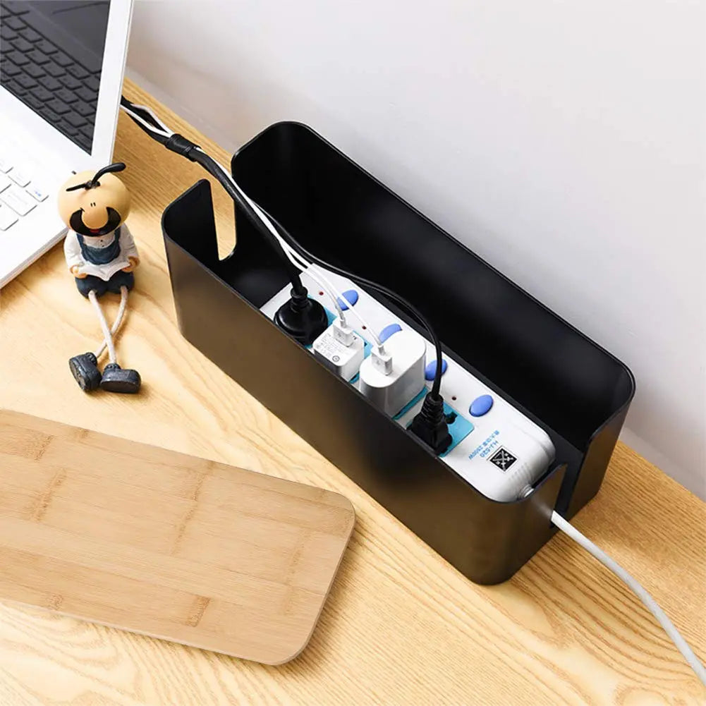Cable Management Organizer Box Kit with Three Sizes and ABS Power Strip Organizer for Home and Office Wire Storage
