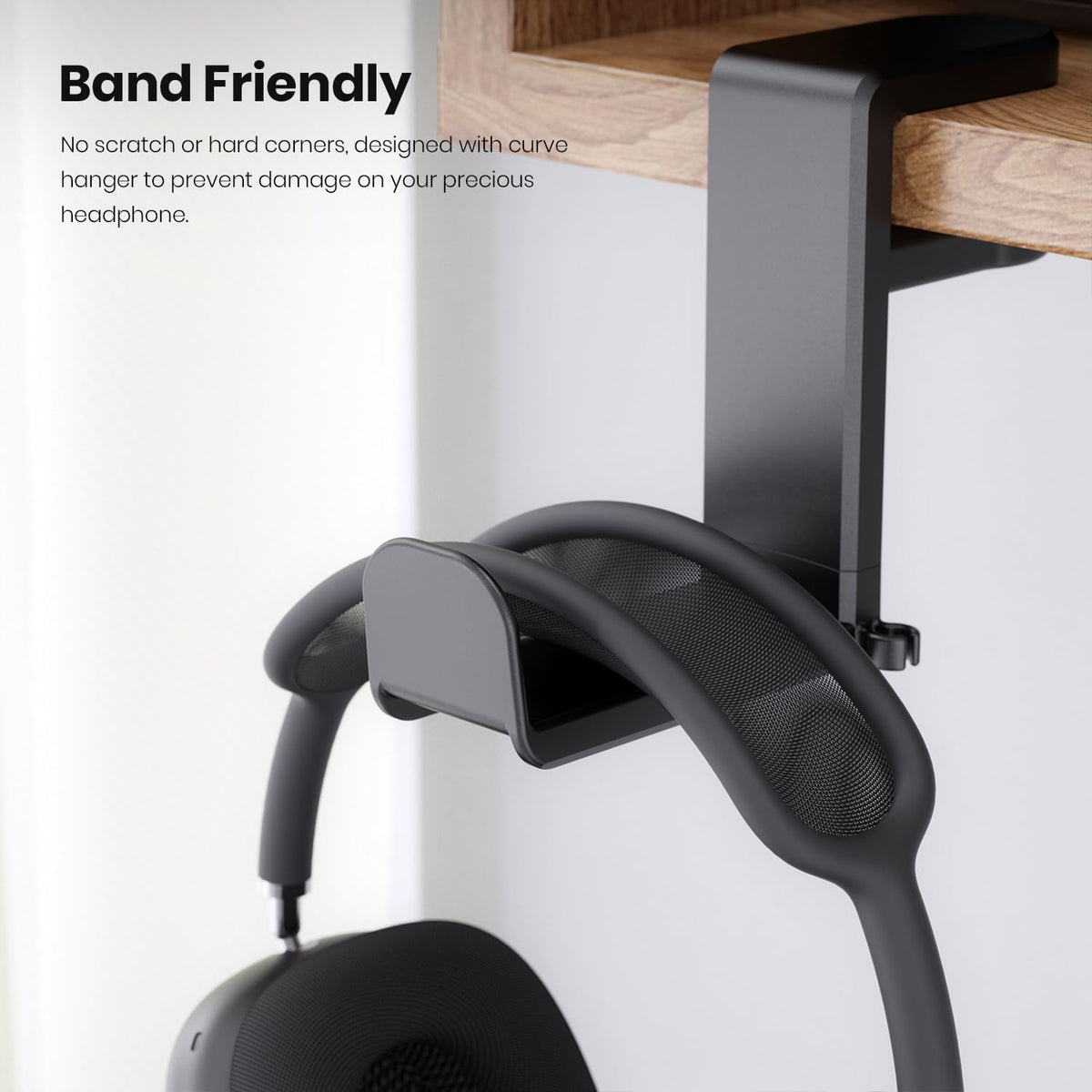 Rotatable Extendable Under Desk Clamp Headphone Stand with Support for Gaming or Office Headsets