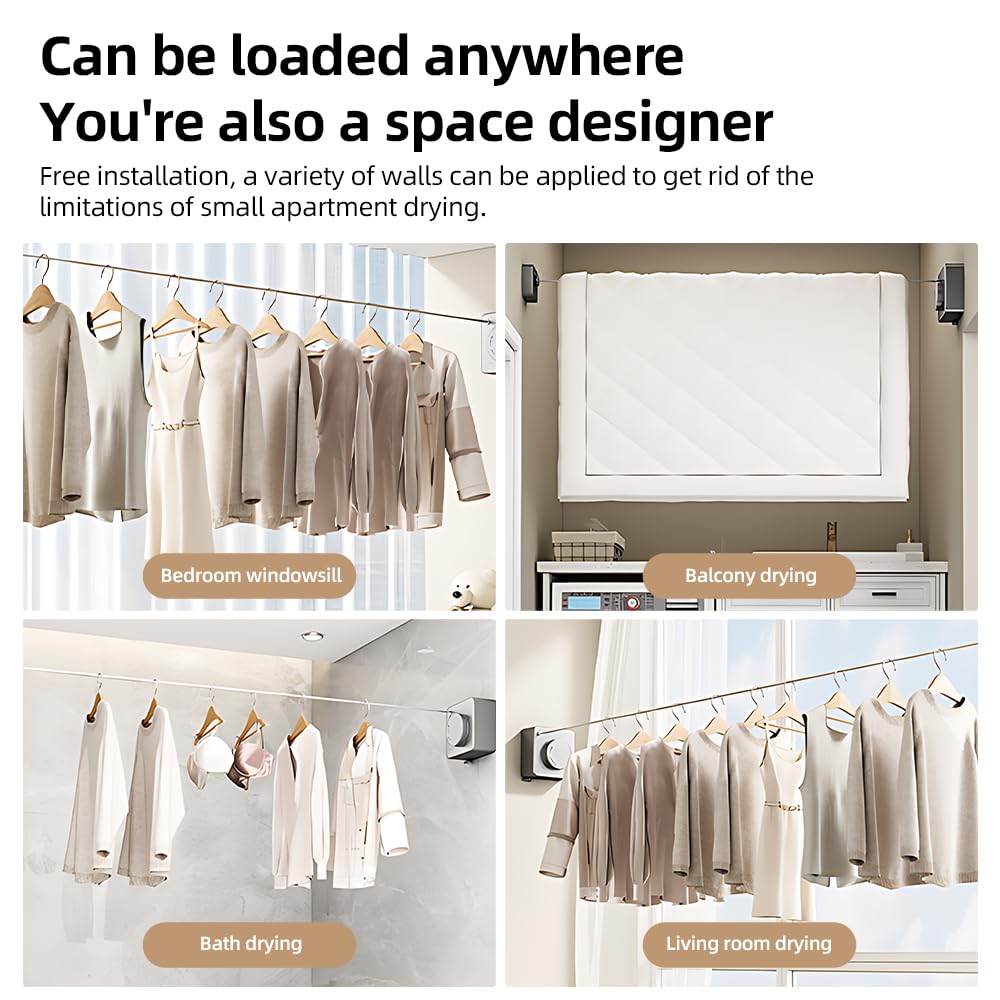 Retractable Clothesline with Hidden Storage Design for Indoor and Outdoor Laundry Drying