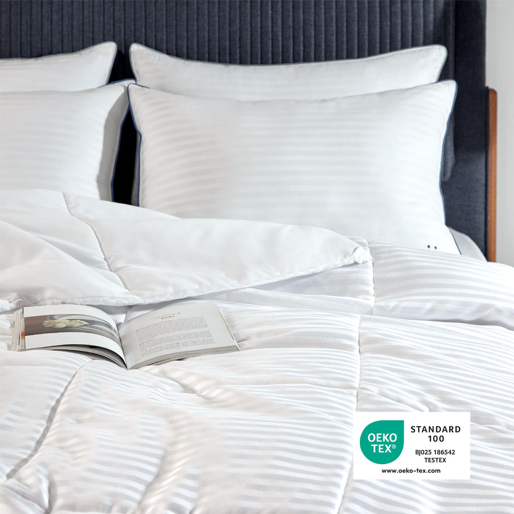 Lightweight Cooling Summer Comforter with Quilted Box Stitch and 8 Tabs for Summer Bedding Use