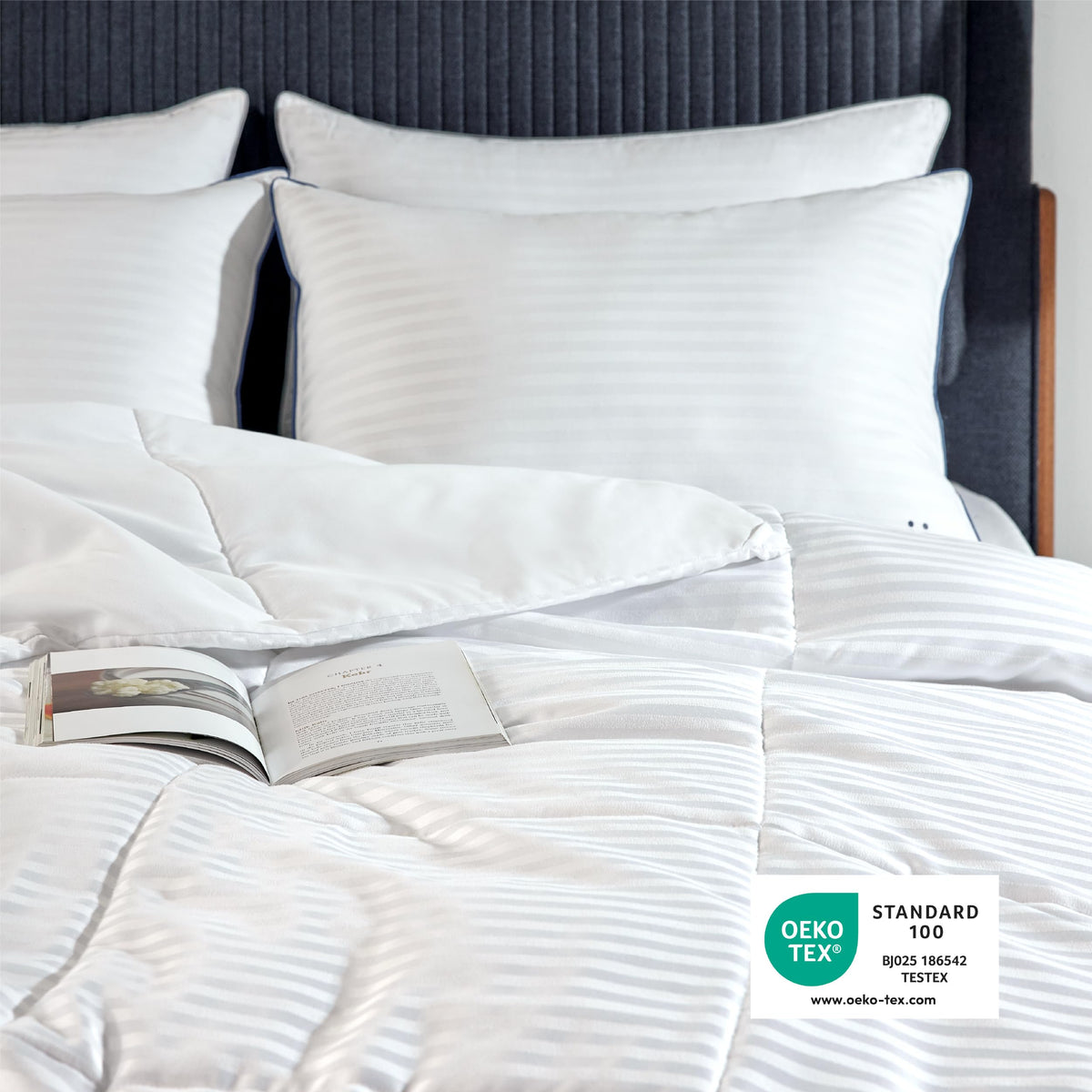 Lightweight Cooling Summer Comforter with Quilted Box Stitch and 8 Tabs for Summer Bedding Use