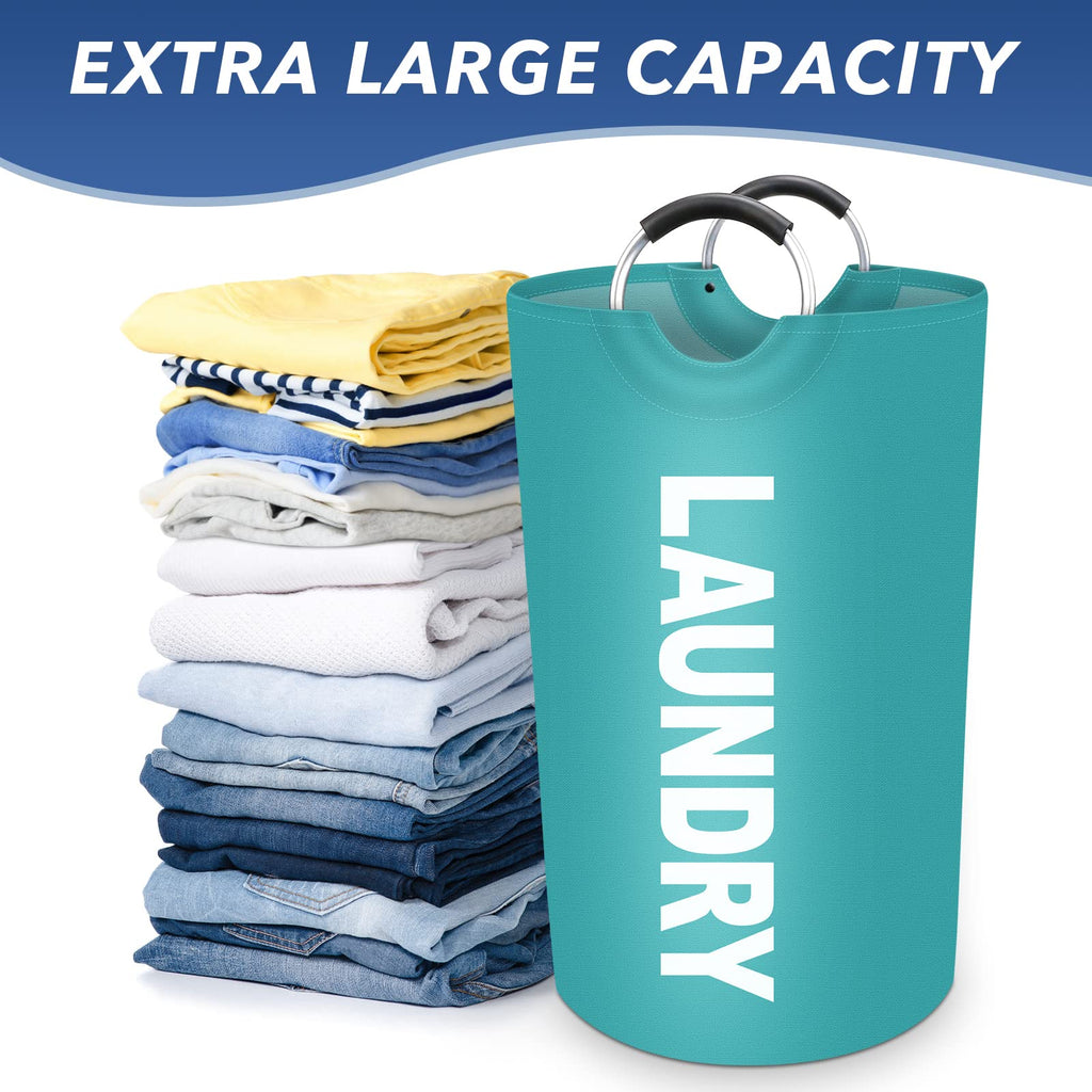 Collapsible Laundry Hamper Basket with Waterproof Fabric Design and Padded Carry Handles