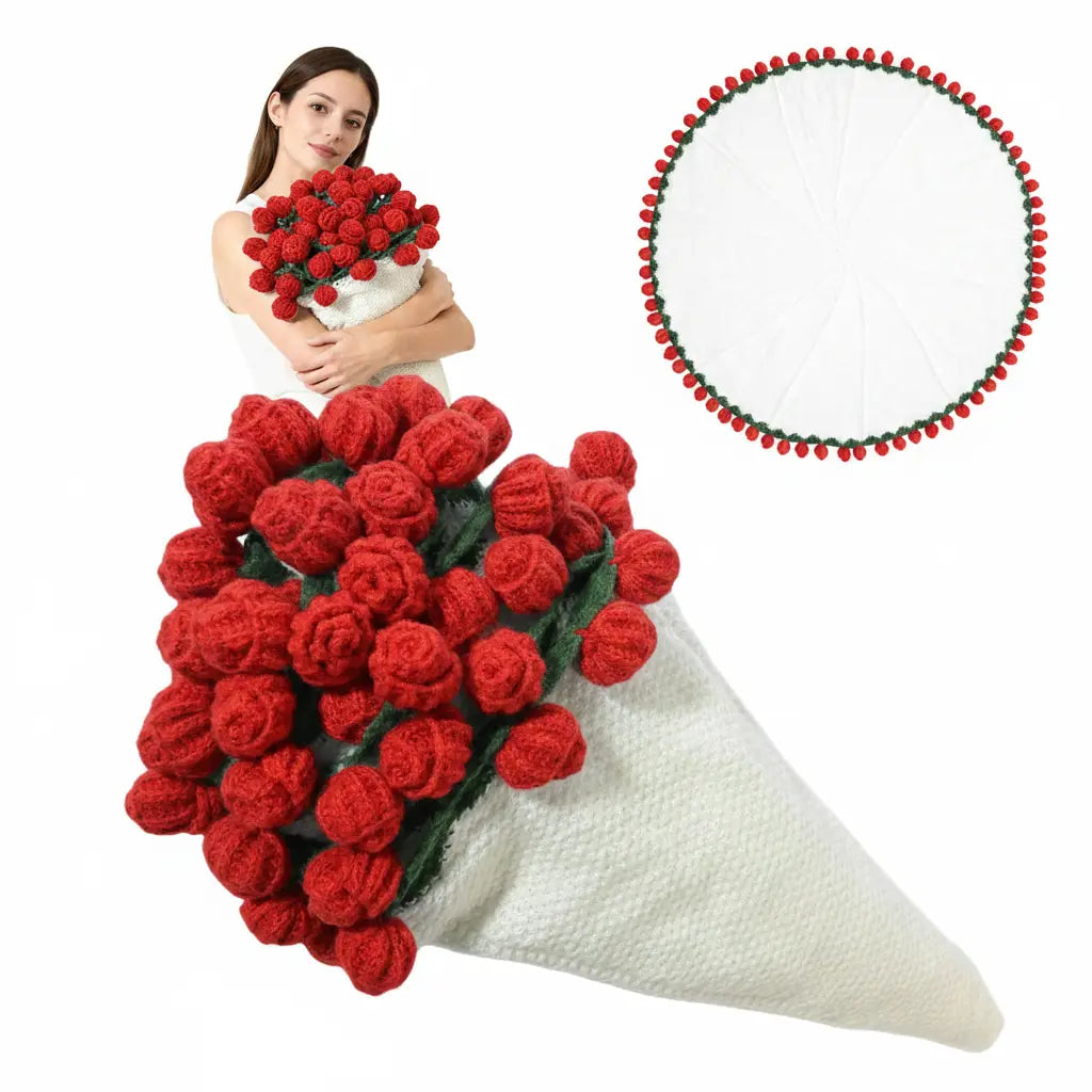Crochet Rose Blanket with Handcrafted Floral Design for Cozy Home Decor