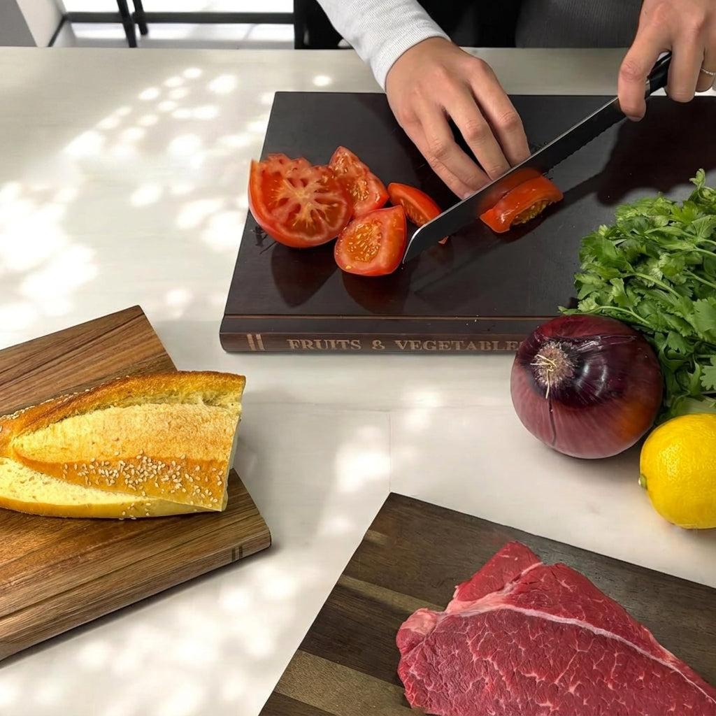 3 Pcs Wood Cutting Boards Set 3 Piece Book Shaped Thick Chopping Boards for Meat Vegetables Cheese and Kitchen Use