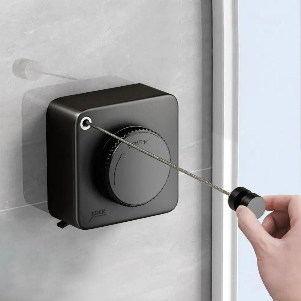 Retractable Clothesline with Hidden Storage Design for Indoor and Outdoor Laundry Drying
