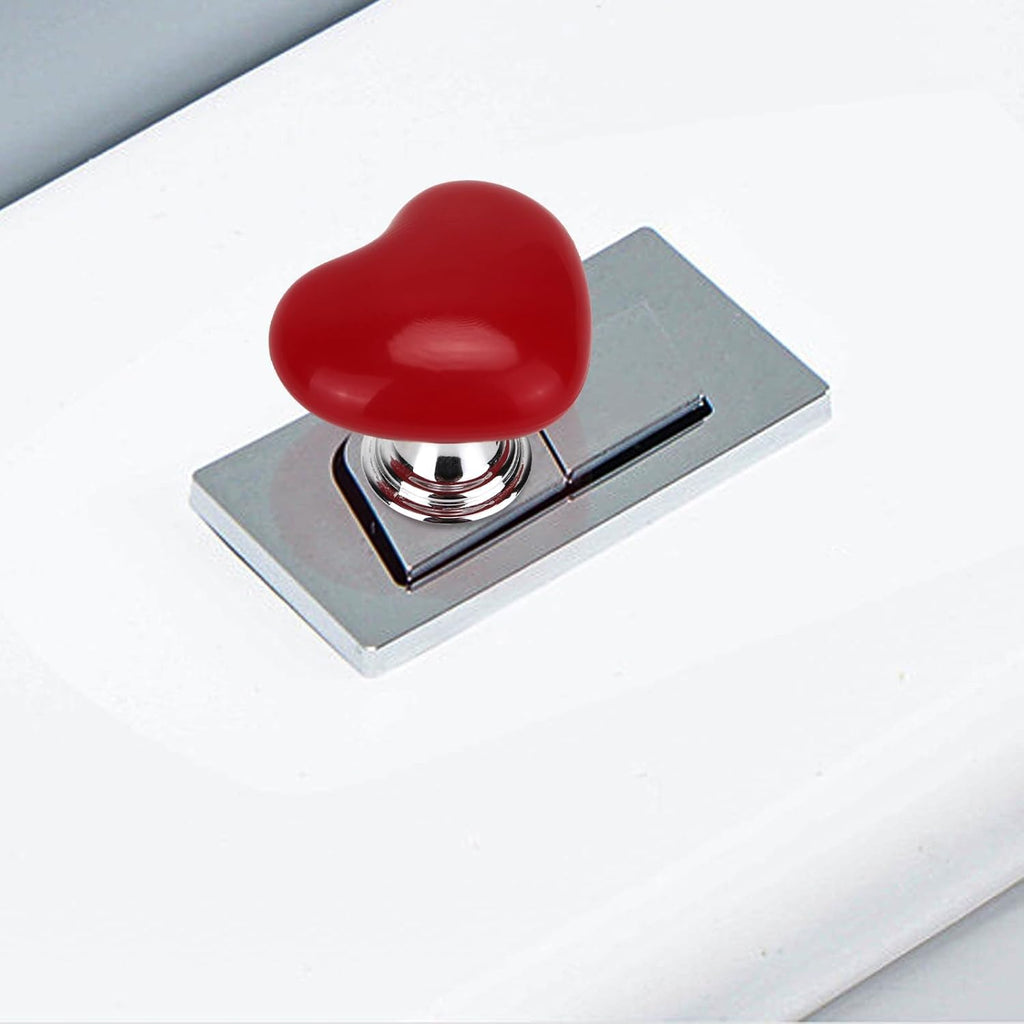 2 Pcs Heart Shaped Toilet Flush Handle with Decorative Press Button Design for Bathroom Tank Use