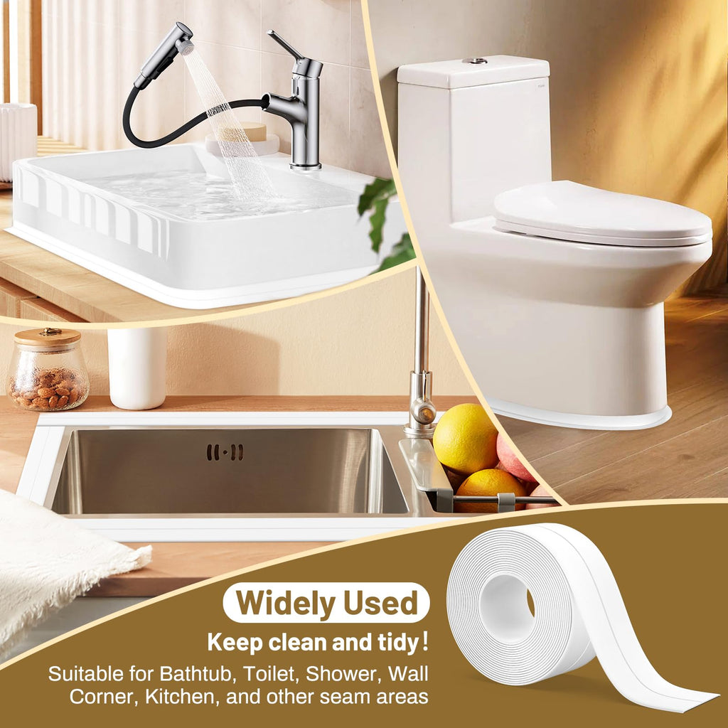 Waterproof Self Adhesive Caulk Tape Sealing Strip for Bathroom Kitchen Sink Tub and Wall Edges
