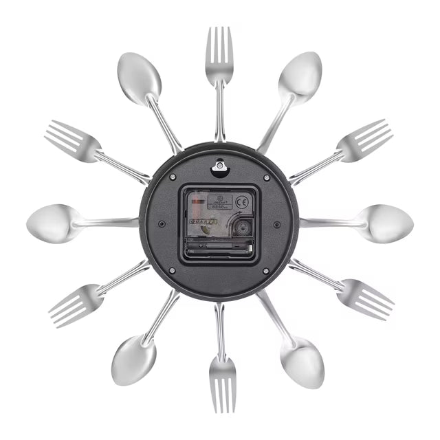 Colorful Cutlery Wall Clock with Waterproof Quartz Design for Kitchens Restaurants and Dining Rooms