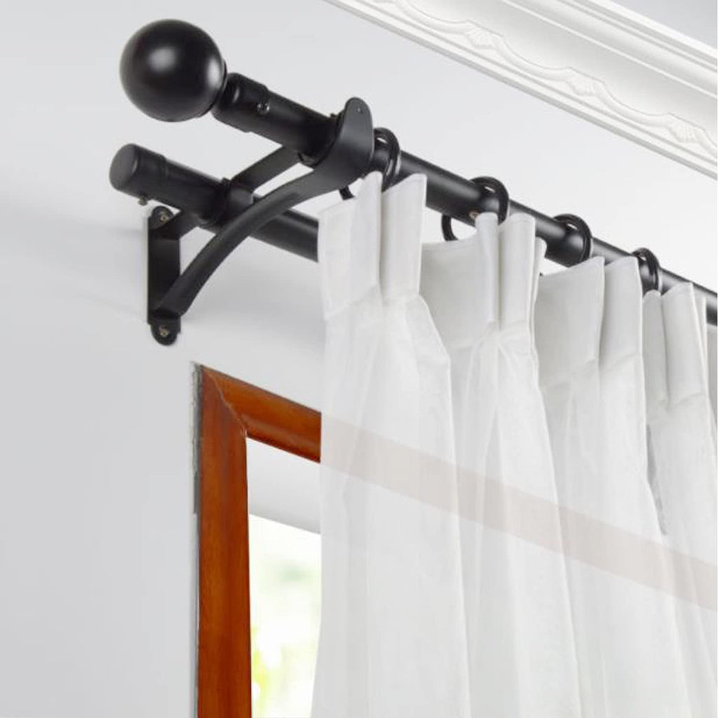 Double Curtain Bracket with Heavy Duty Metal Design for Wall Mounted Curtain Rods