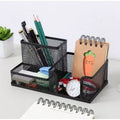 Mesh Desk Organizer with Metal Pencil Holder and 3 Compartments for Office Supplies and Desktop Accessories