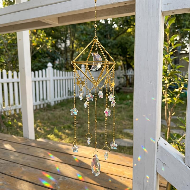 Hanging Crystal Suncatcher with Glass Prism Design for Windows Garden and Light Decoration