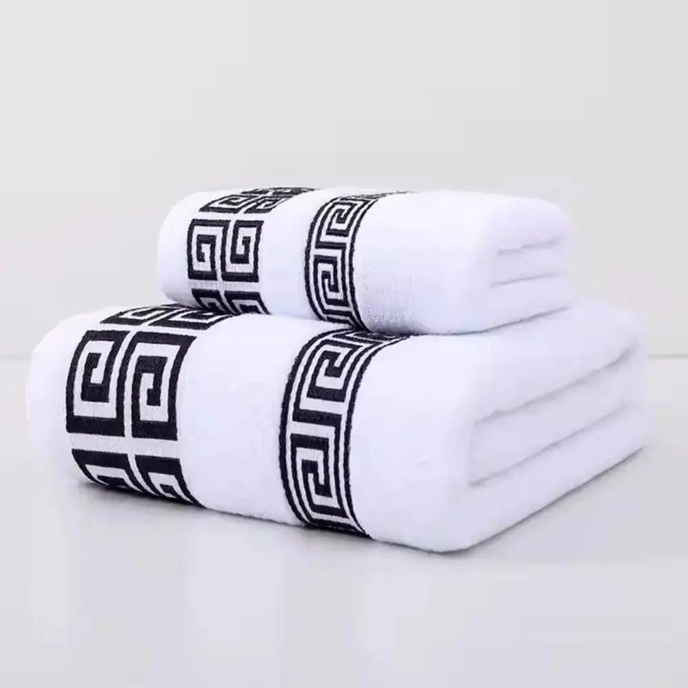 Quick-Dry Cotton Bath Towel Set with Thick Soft Texture for Daily Bathroom Use