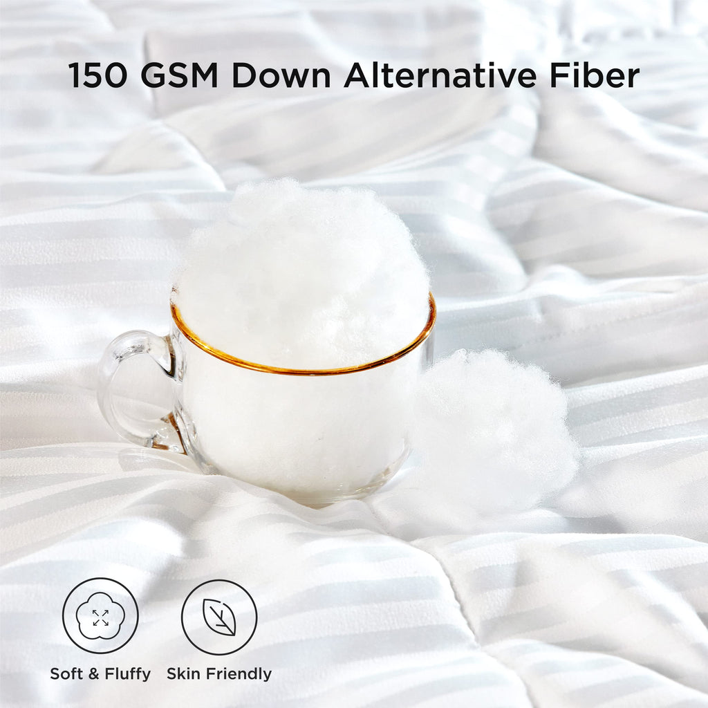 Lightweight Cooling Summer Comforter with Quilted Box Stitch and 8 Tabs for Summer Bedding Use