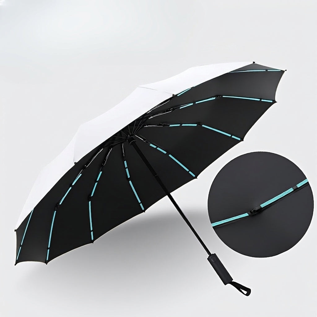 Reflective Travel Umbrella with Automatic Folding Wind Resistant Design for Daily Commutes and Outdoor Use