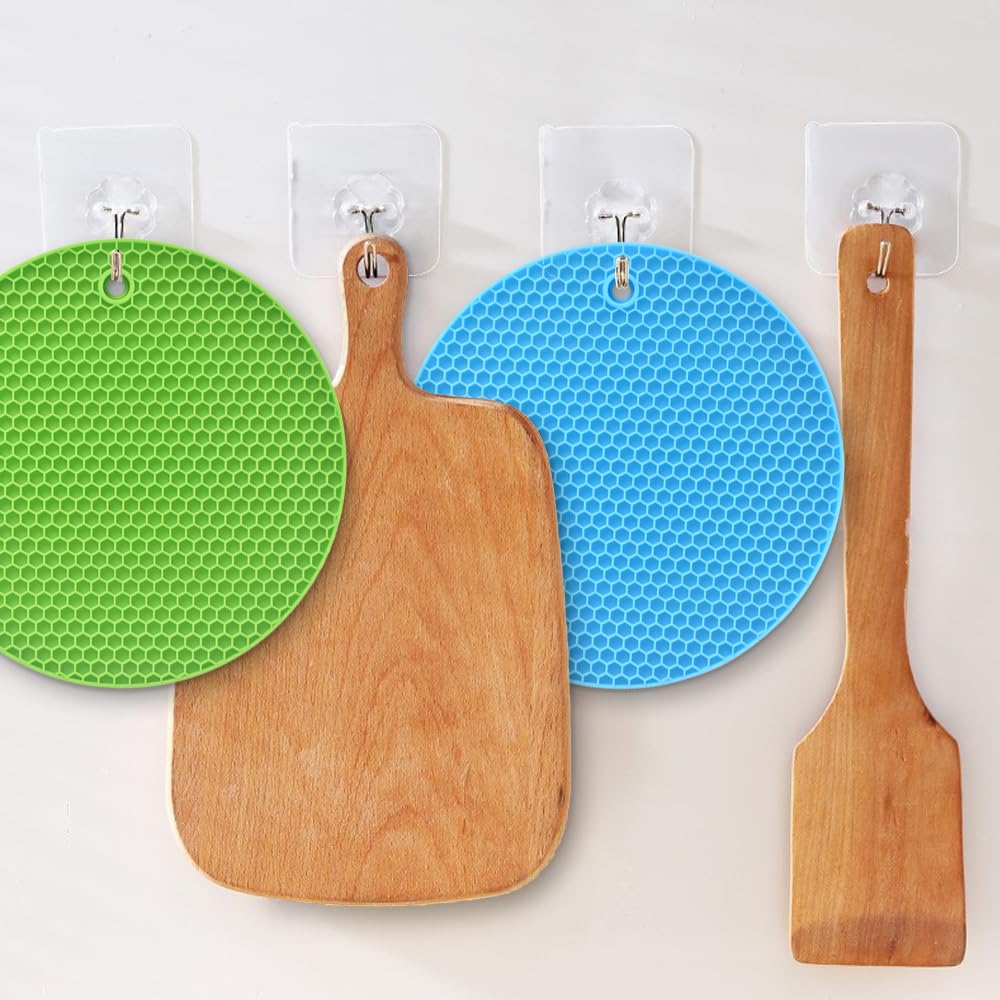 6 Pcs Round Silicone Trivet Mat Heat Resistant Non Slip Pot Holder Coaster for Hot Pots Cups Kitchen Table