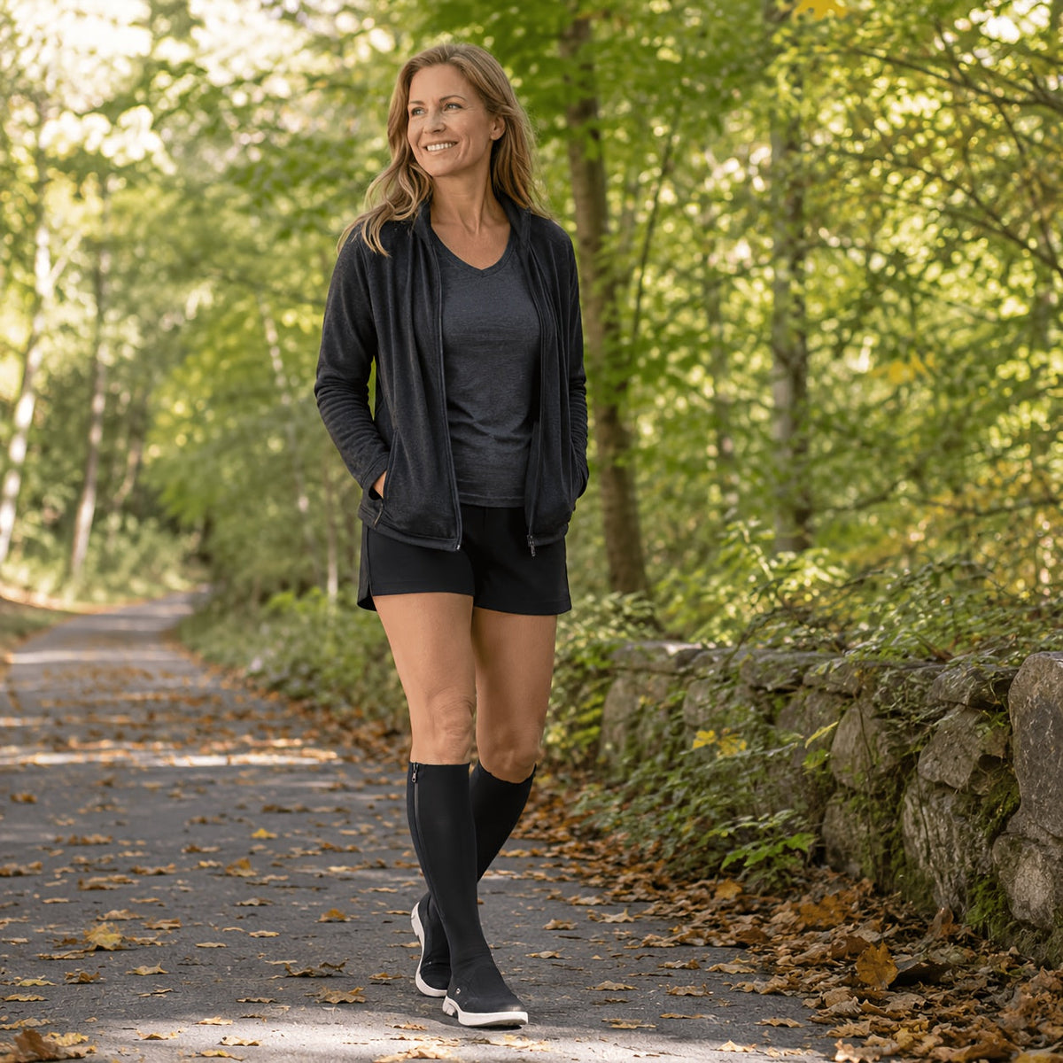 Zipper Compression Socks with Graduated Support Design for Running, Travel, Fitness, and Daily Leg Comfort