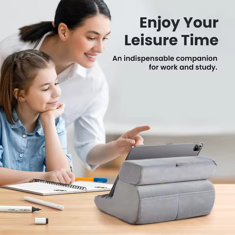Tablet Pillow Stand Soft Foam Holder for iPad Phone and Laptop Comfortable Support for Bed Lap and Desk Use