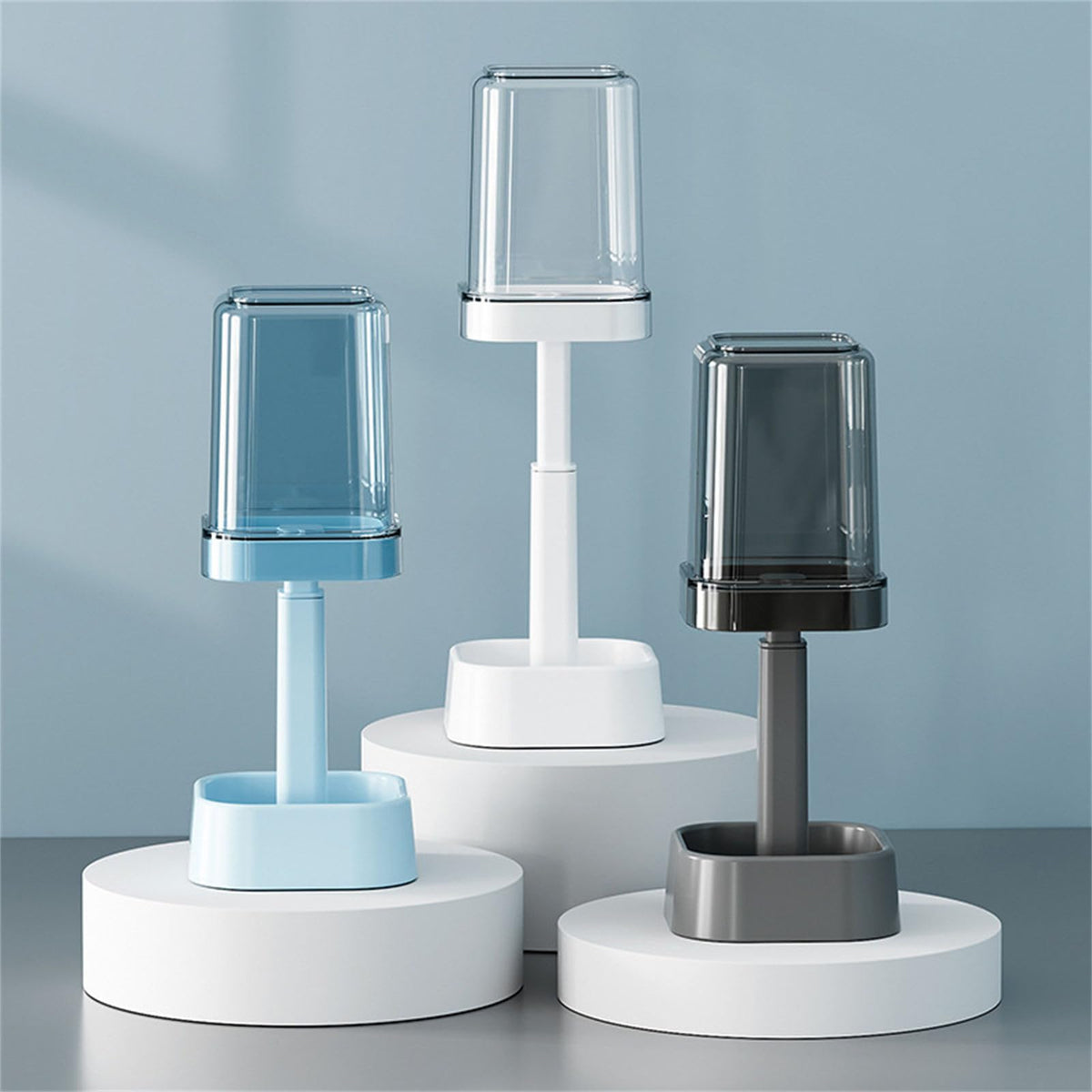 Toothbrush Holder with Mouthwash Cup and Dustproof Cover for Bathroom Counter Organization