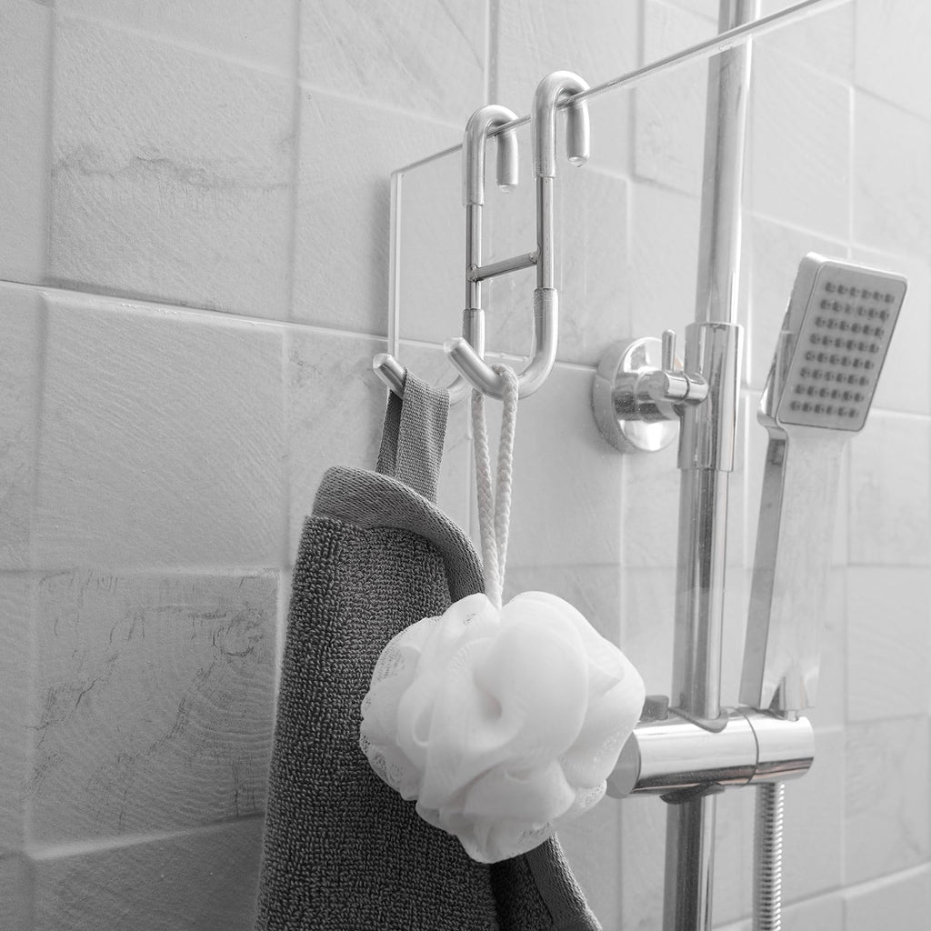 2 Pcs Over Door Utility Hook with No Drill Stainless Steel Design for Bathrooms Kitchens and Glass Doors