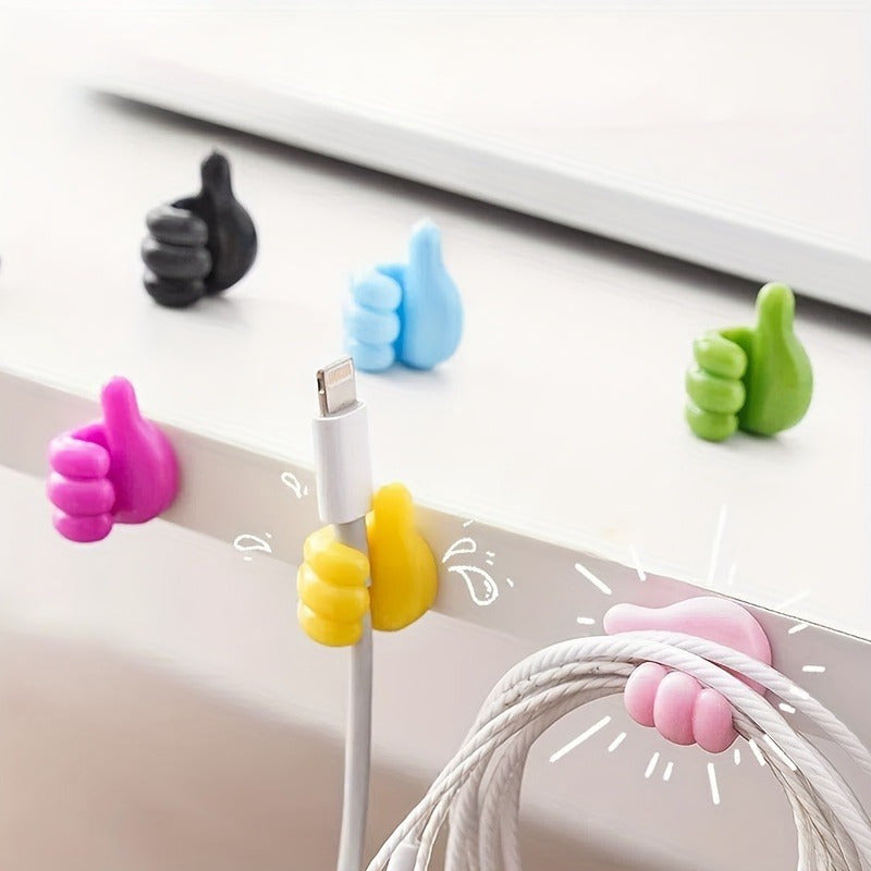 10Pcs Cable Organizer Clips with No Drill Adhesive Plastic Hooks for Charging Cables and Cord Storage