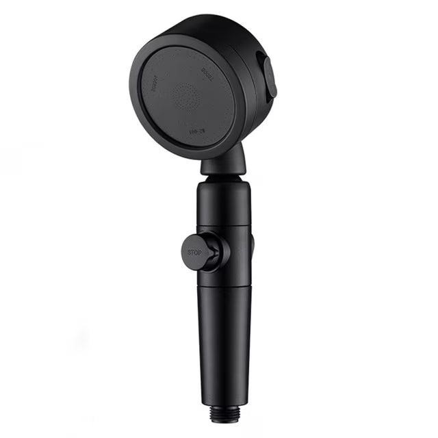 One-Touch Stop Shower Head with High Pressure 3-Mode Spray for RV and Bathroom Use (Included Shower Head + 1.5-meter Black Hose + Base)