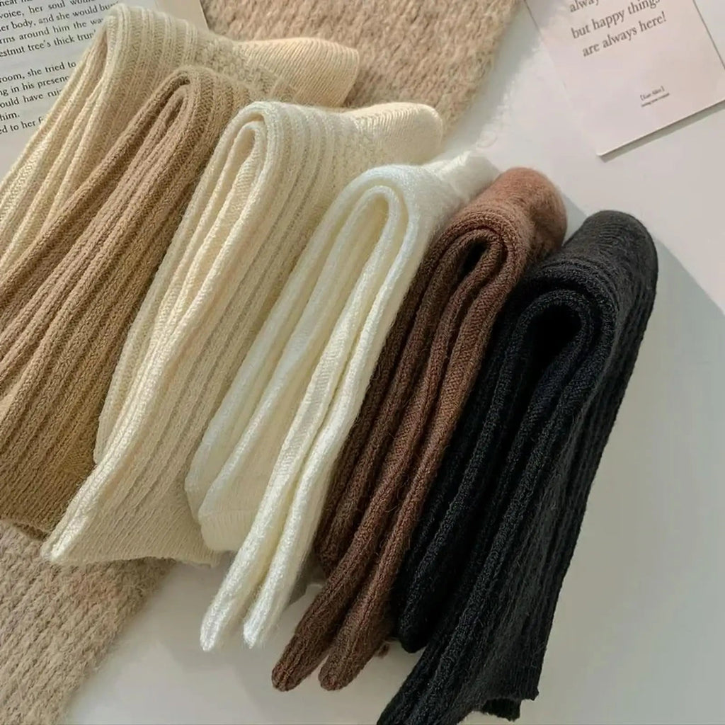 2Pcs Thermal Wool Lounge Socks Set for Women with Thick Knit and Solid Color Winter Design
